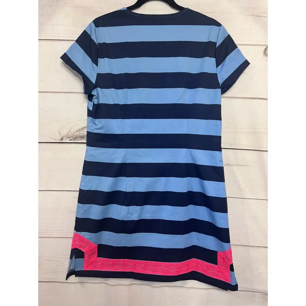 Sail to Sable Blue and Pink Striped Midi Dress - Picture 2 of 6